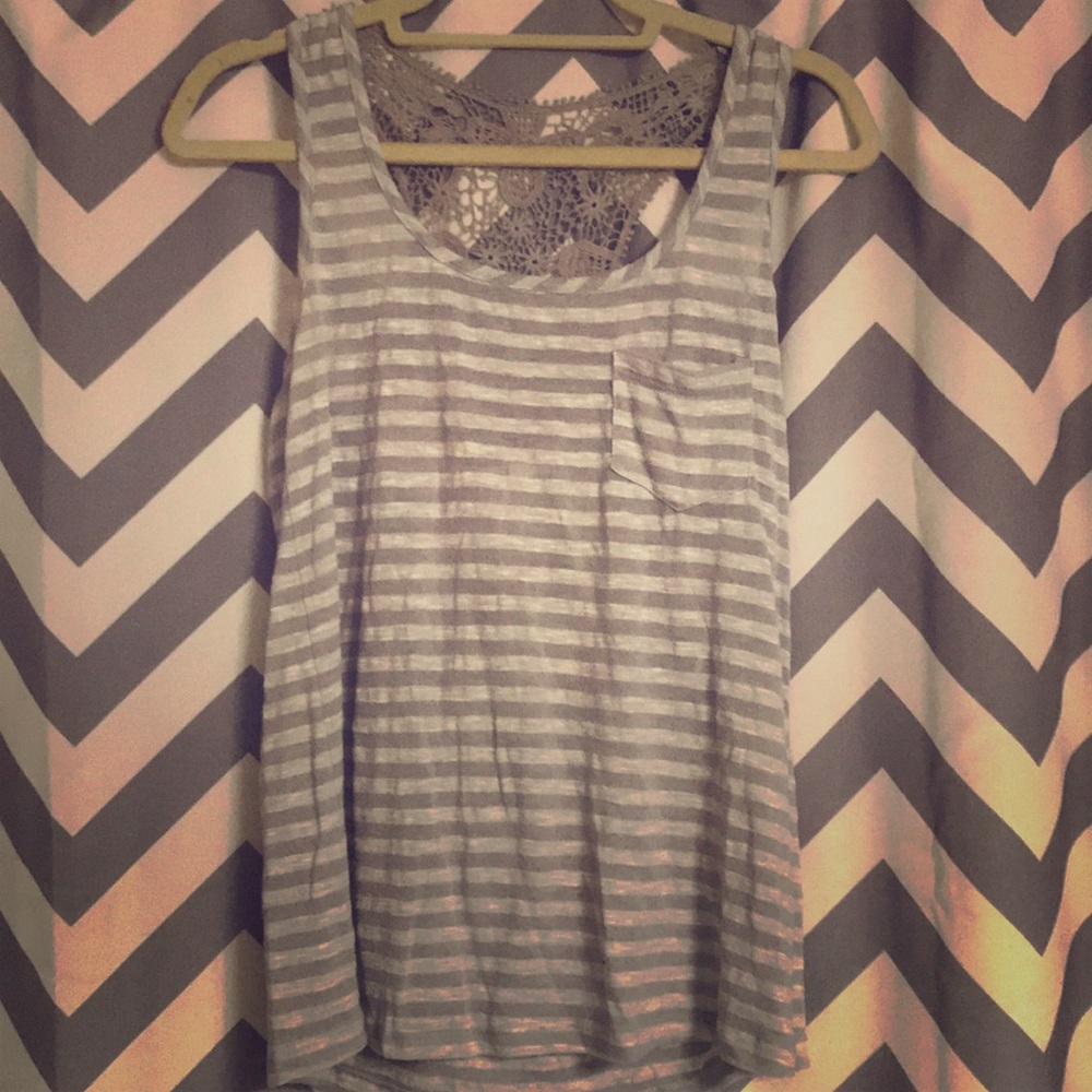 Gray striped tank top